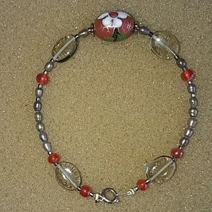 Red cloisonne bracelet